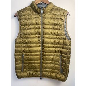 Michael Kors Vest Down Quilted Gold Brown Medium Pockets Lightweight Full Zip‎